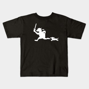 Running Viking with Dachshund (white) Kids T-Shirt